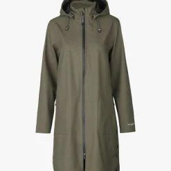 Ilse Jacobsen Soft Shell Raincoat With Detachable Hood - Army