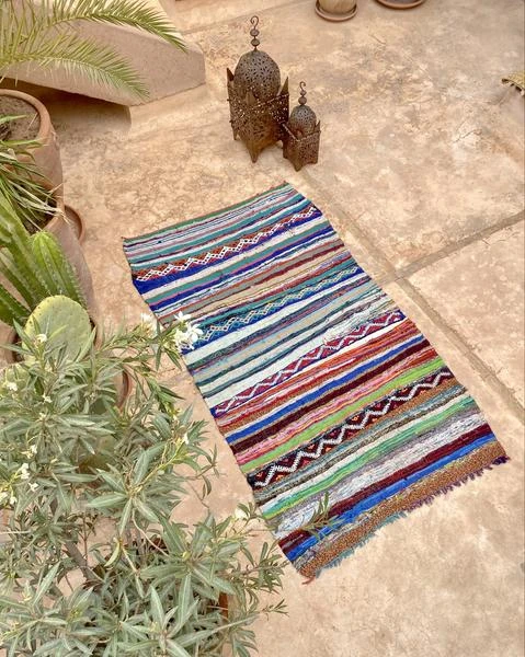 escape Striped Boucherouite Kilim escape Striped Boucherouite Kilim