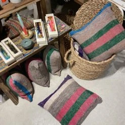 escape Grey Colored Striped Kilim Cushions