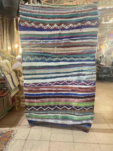 escape Striped Boucherouite Kilim escape Striped Boucherouite Kilim