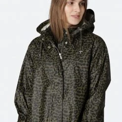 Ilse Jacobsen Light A-Line Raincoat Army Cheetah