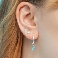 Miffy Miffy Button Hoop Earrings Sterling Silver