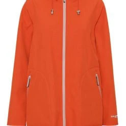 Ilse Jacobsen Soft Shell Raincoat - Mid Length With Detachable Hood - Warm Orange