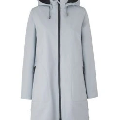 Ilse Jacobsen Soft Shell Raincoat With Detachable Hood - White Blue