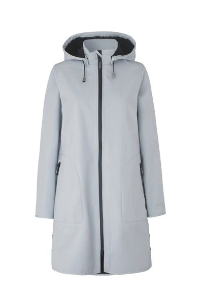 Ilse Jacobsen Soft Shell Raincoat With Detachable Hood - White Blue Ilse Jacobsen Soft Shell Raincoat With Detachable Hood - White Blue