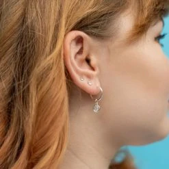 Miffy Miffy Button Hoop Earrings Sterling Silver